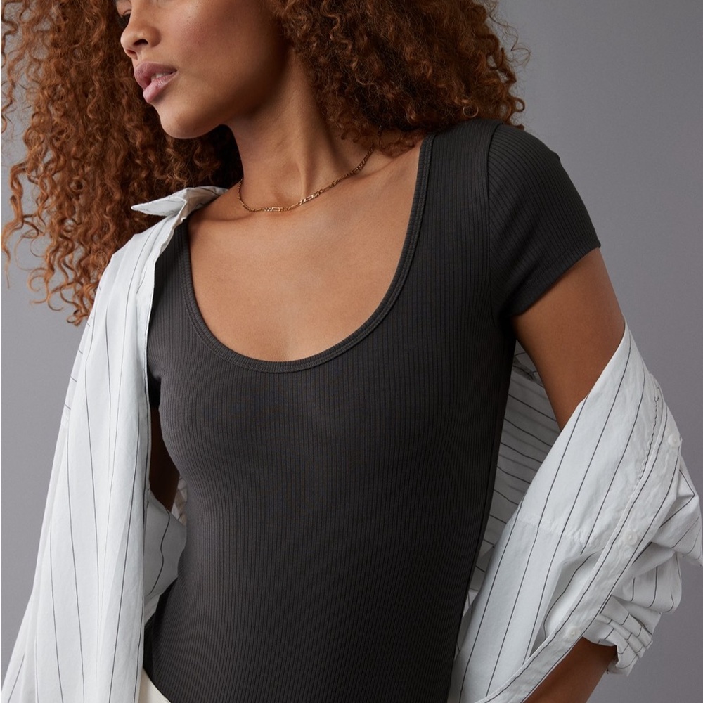 Dark Grey Short sleeve Body Suit